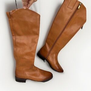 Nordstrom LEA Boots Womens Size 5.5 Tan Riding Knee-High Side Zip Classic